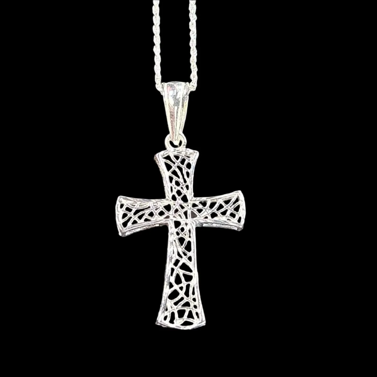 Exquisite Italian 925 Sterling Silver Cross Pendant Charm