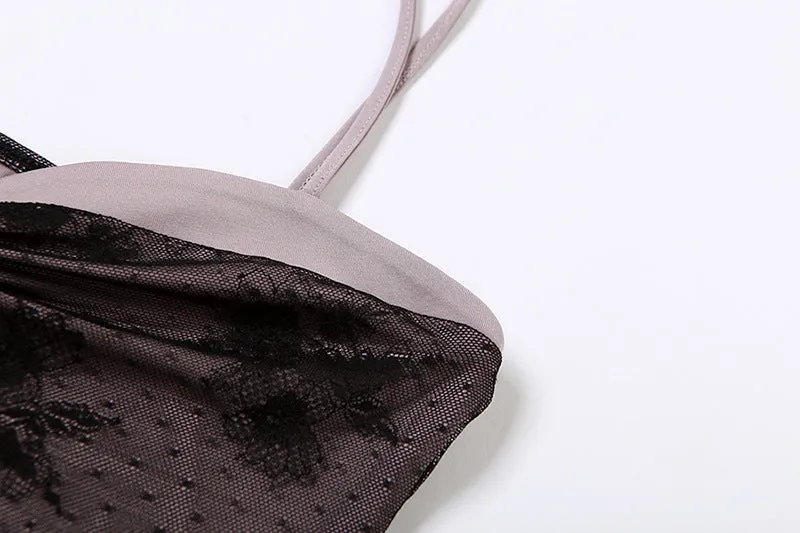 Exquisite lace splicing Strappy Camisole S-240501-31