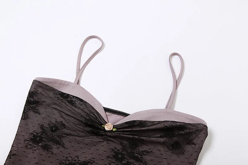 Exquisite lace splicing Strappy Camisole S-240501-31