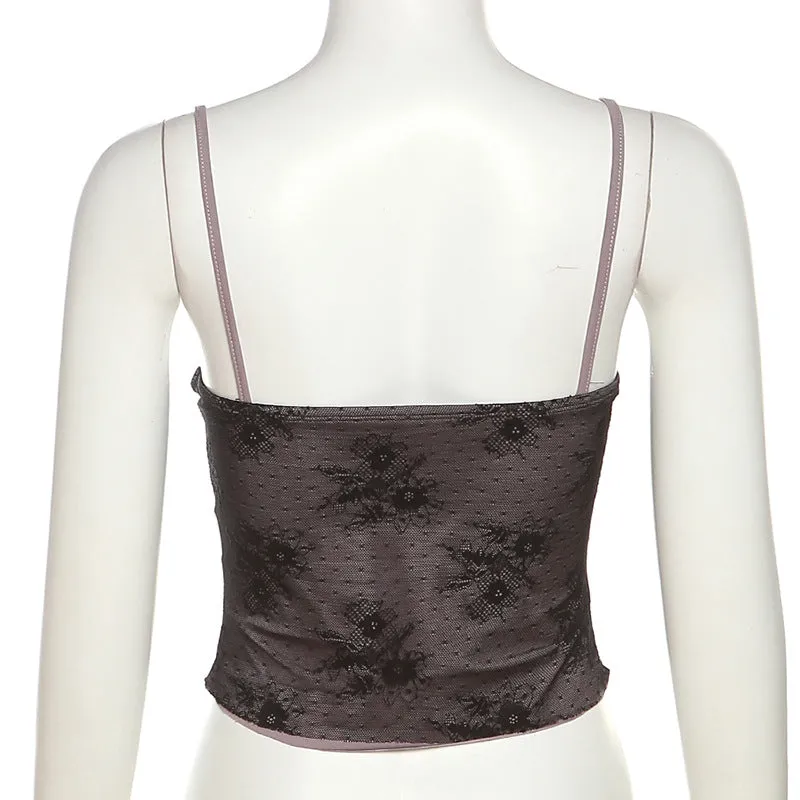 Exquisite lace splicing Strappy Camisole S-240501-31