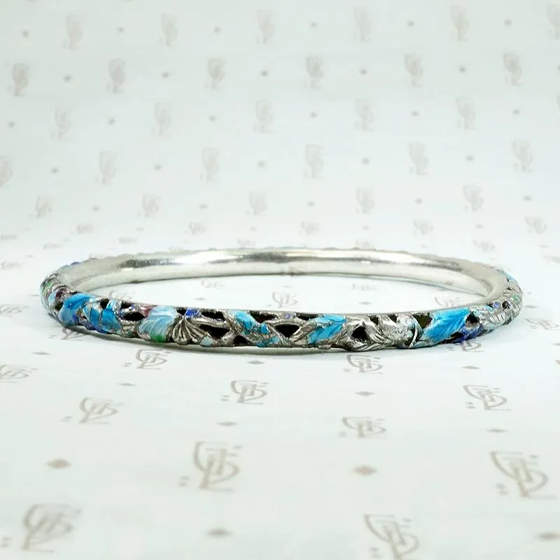 Exquisite Pierced & Enameled Chinese Bangle