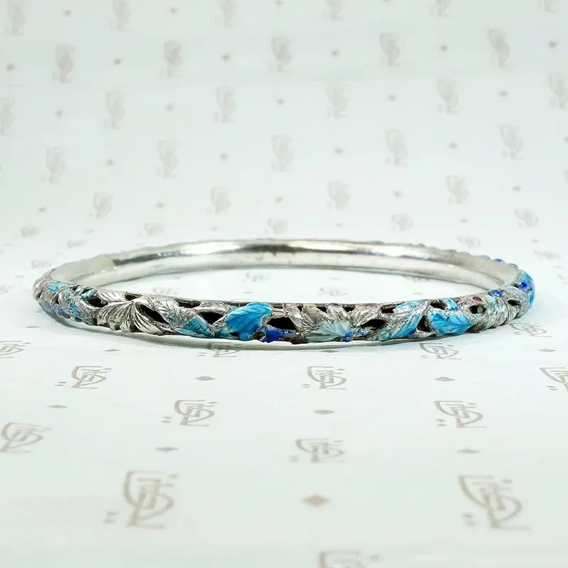 Exquisite Pierced & Enameled Chinese Bangle