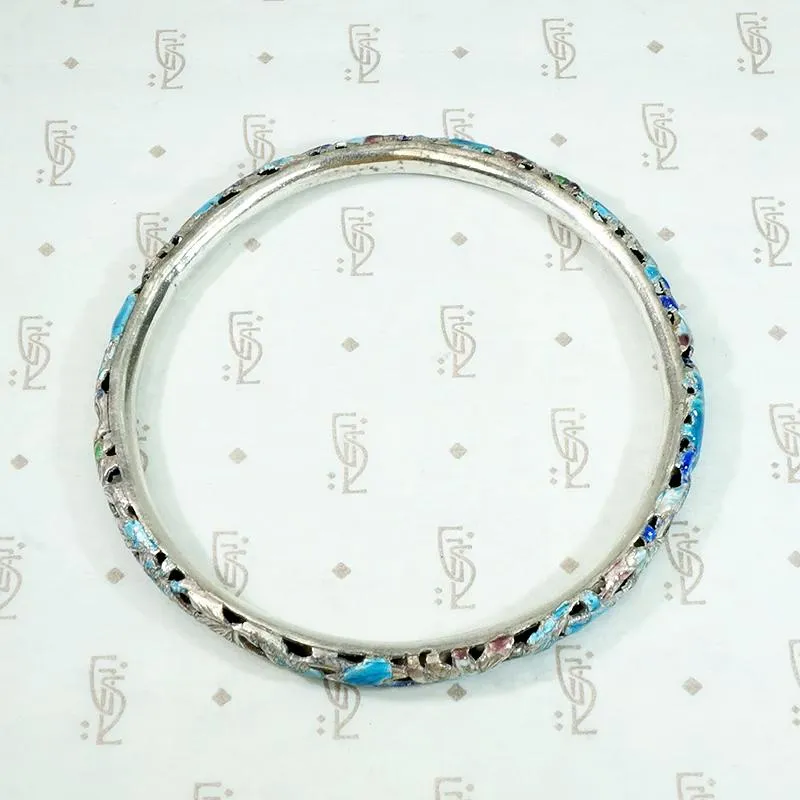 Exquisite Pierced & Enameled Chinese Bangle