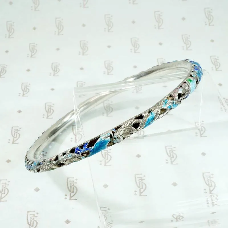 Exquisite Pierced & Enameled Chinese Bangle
