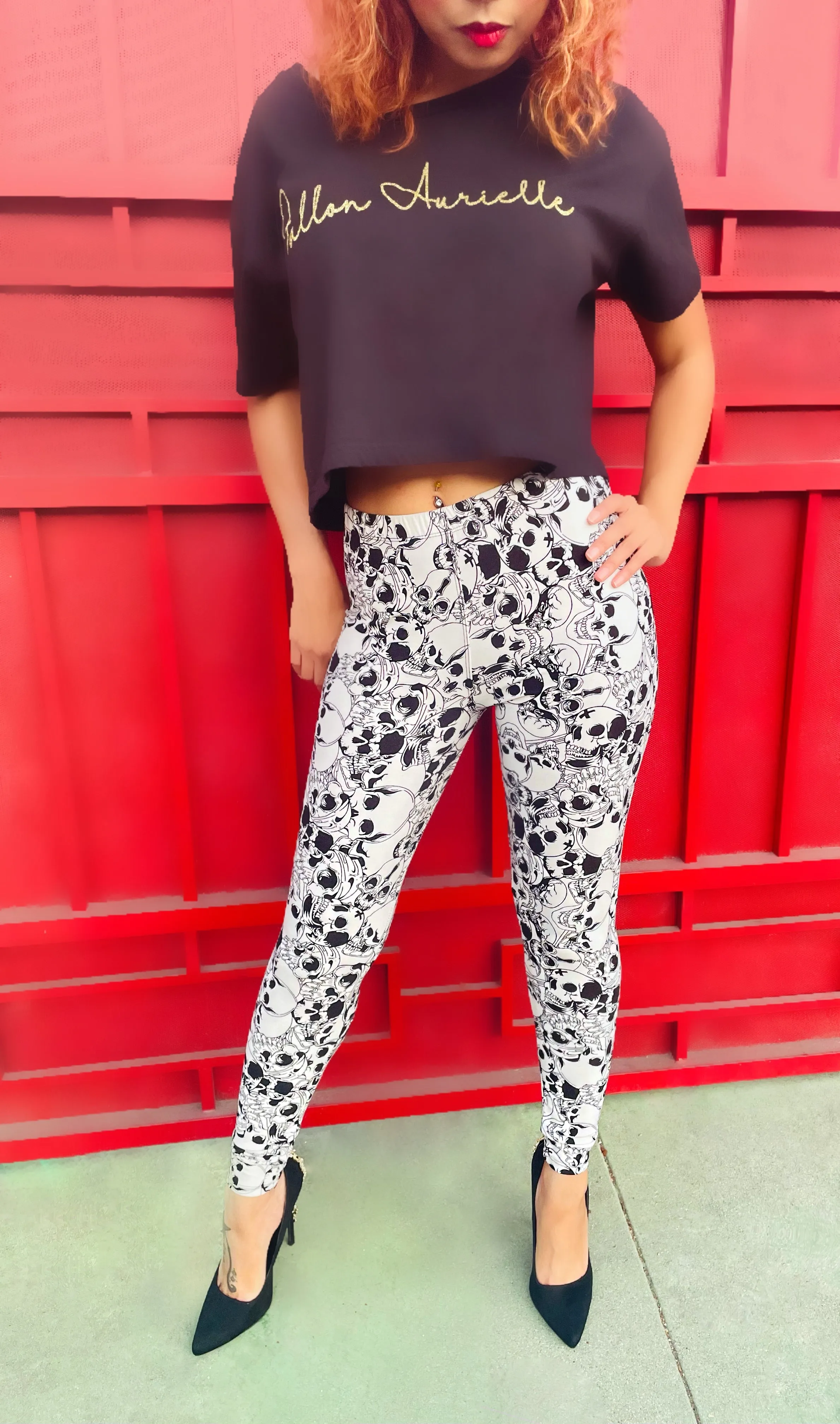 Fallon Aurielle Signature Classic Crop Top (Black & Gold Sparkle)