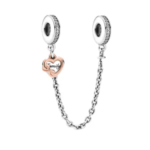 Family Heart Safety Chain Charm