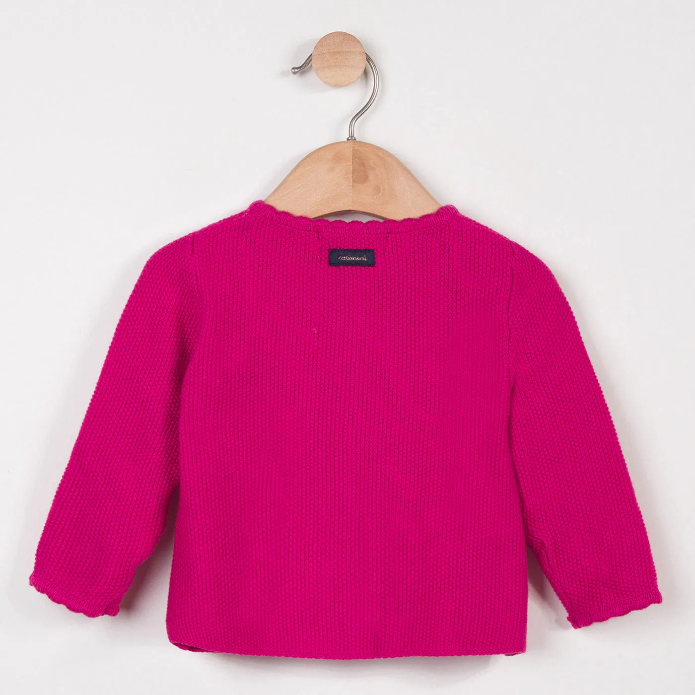 Fine Pink Cardigan with Blue Cloud Patterns