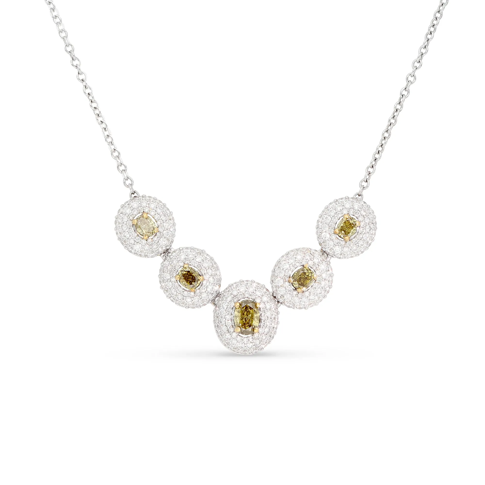 Five Oval Cut Chameleon Graduated Diamond Necklace - 3.58 Carat