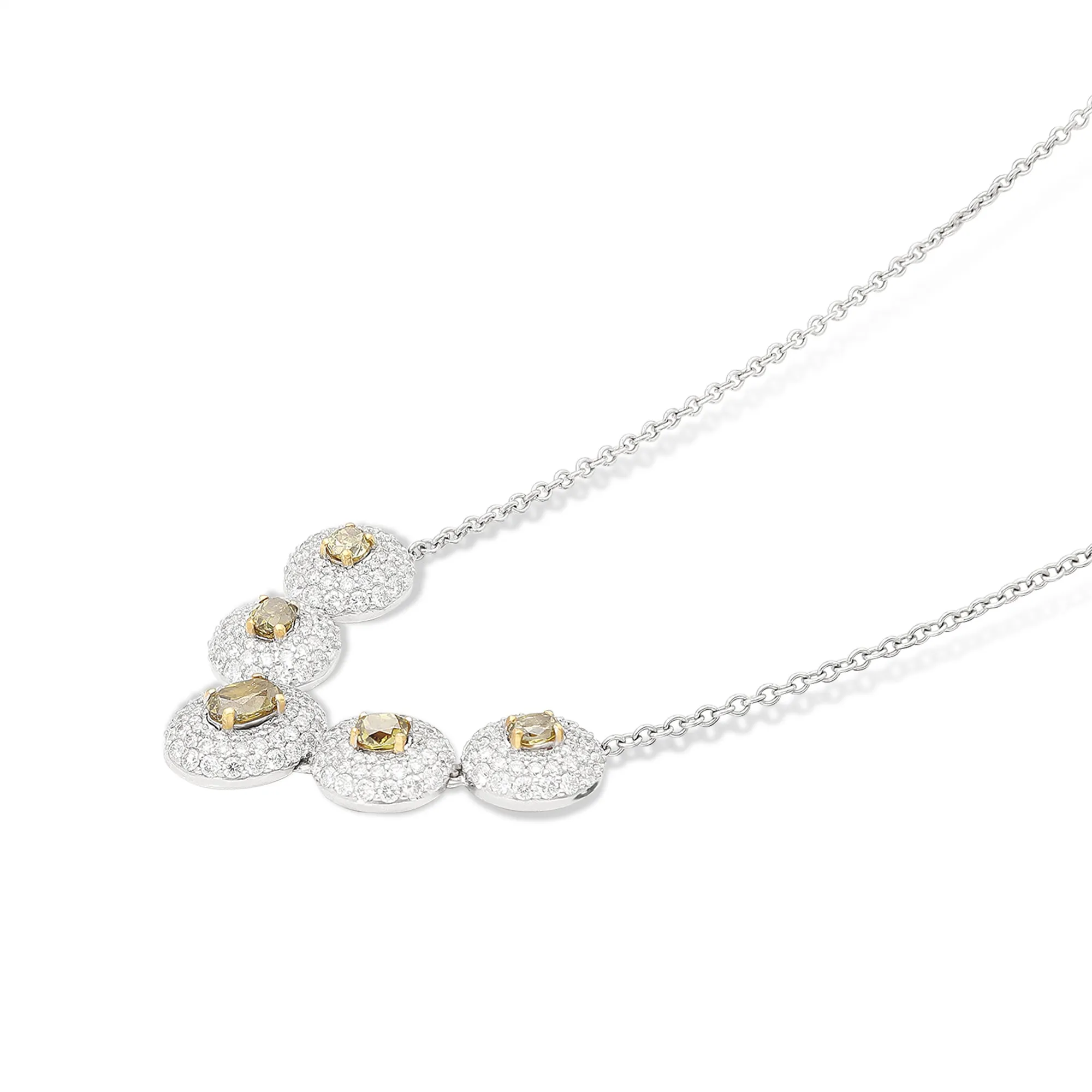 Five Oval Cut Chameleon Graduated Diamond Necklace - 3.58 Carat
