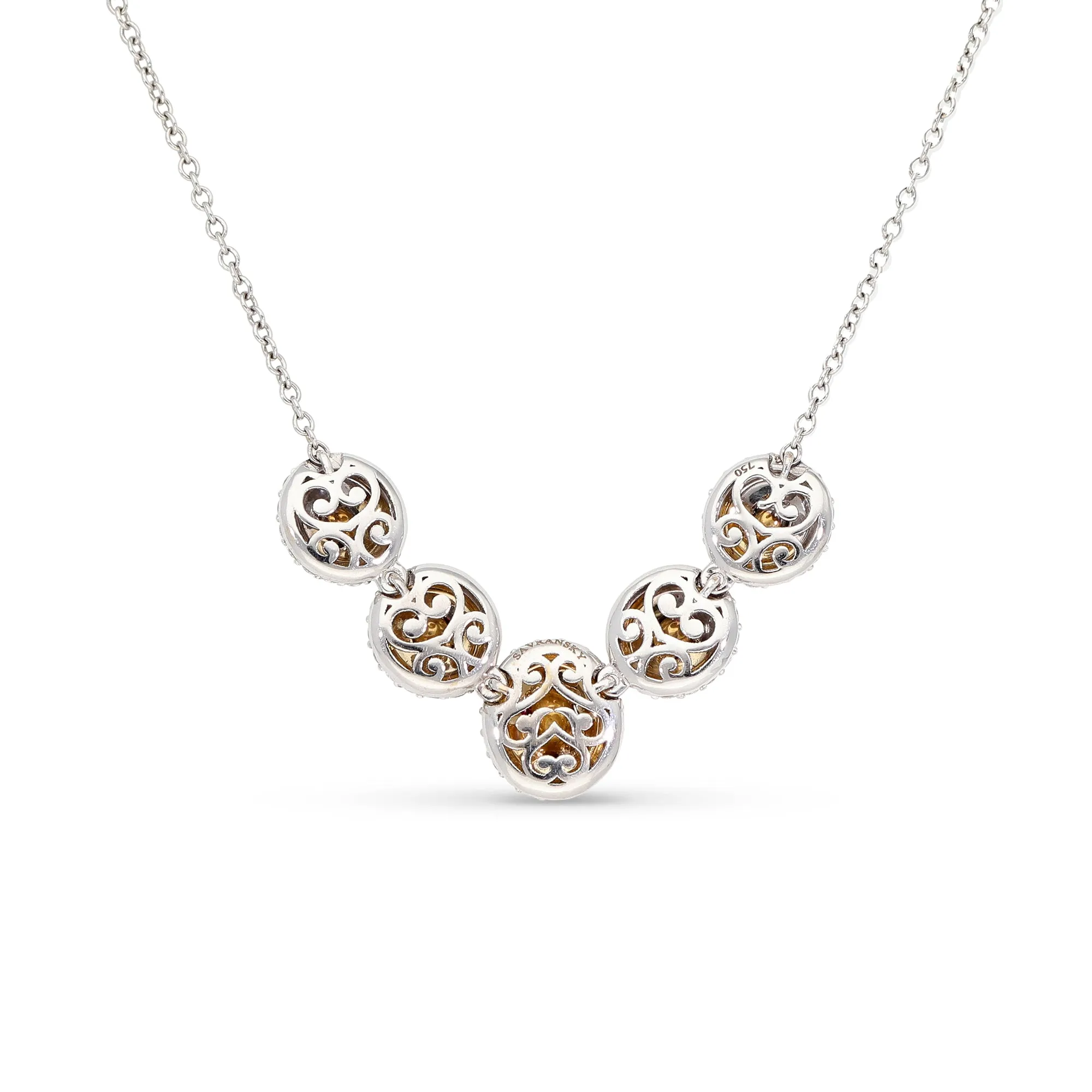Five Oval Cut Chameleon Graduated Diamond Necklace - 3.58 Carat