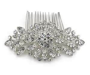 Floral Rhinestone Comb Headpiece