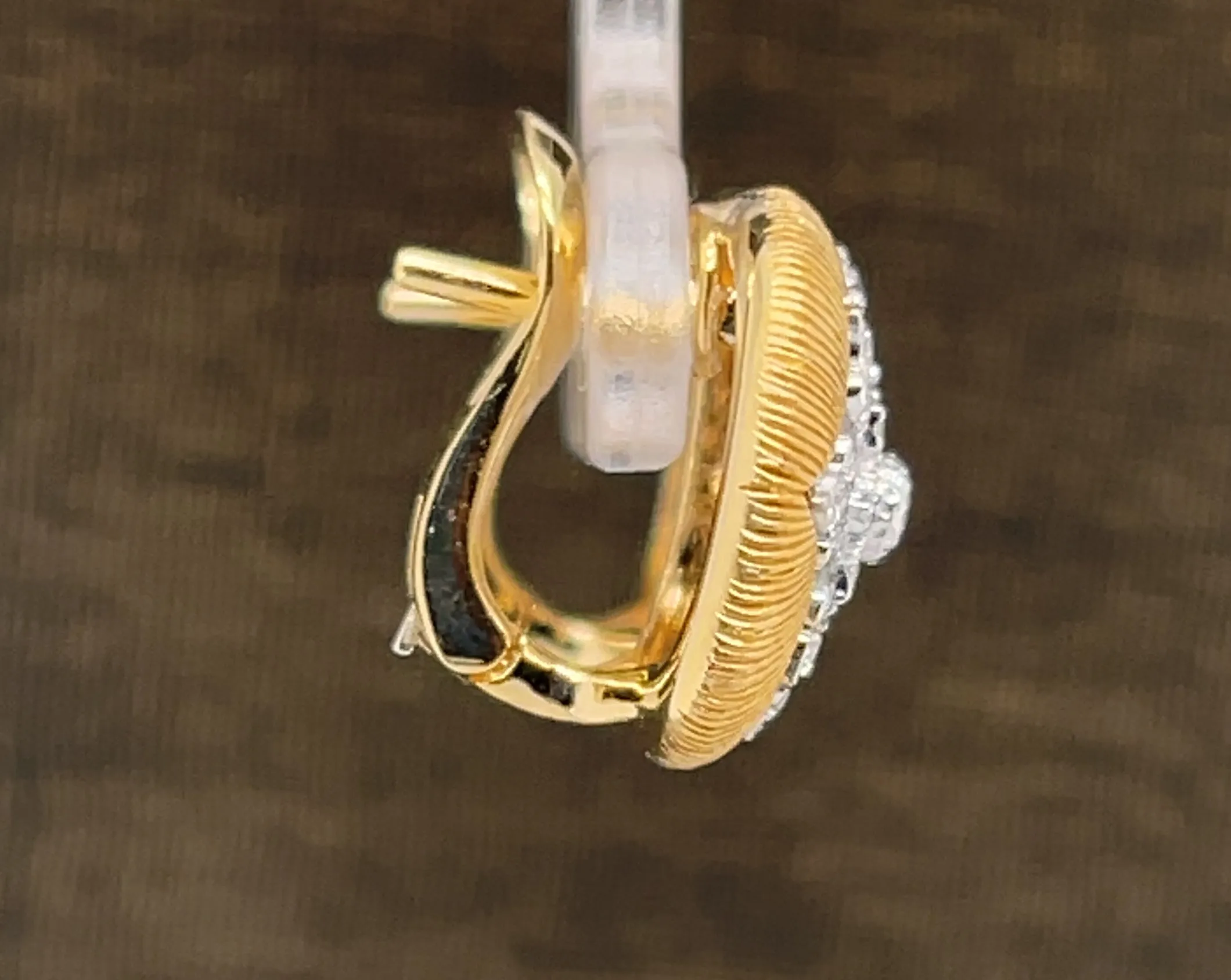 Florentine Diamond French Clip Earrings in 18k Yellow and White Gold