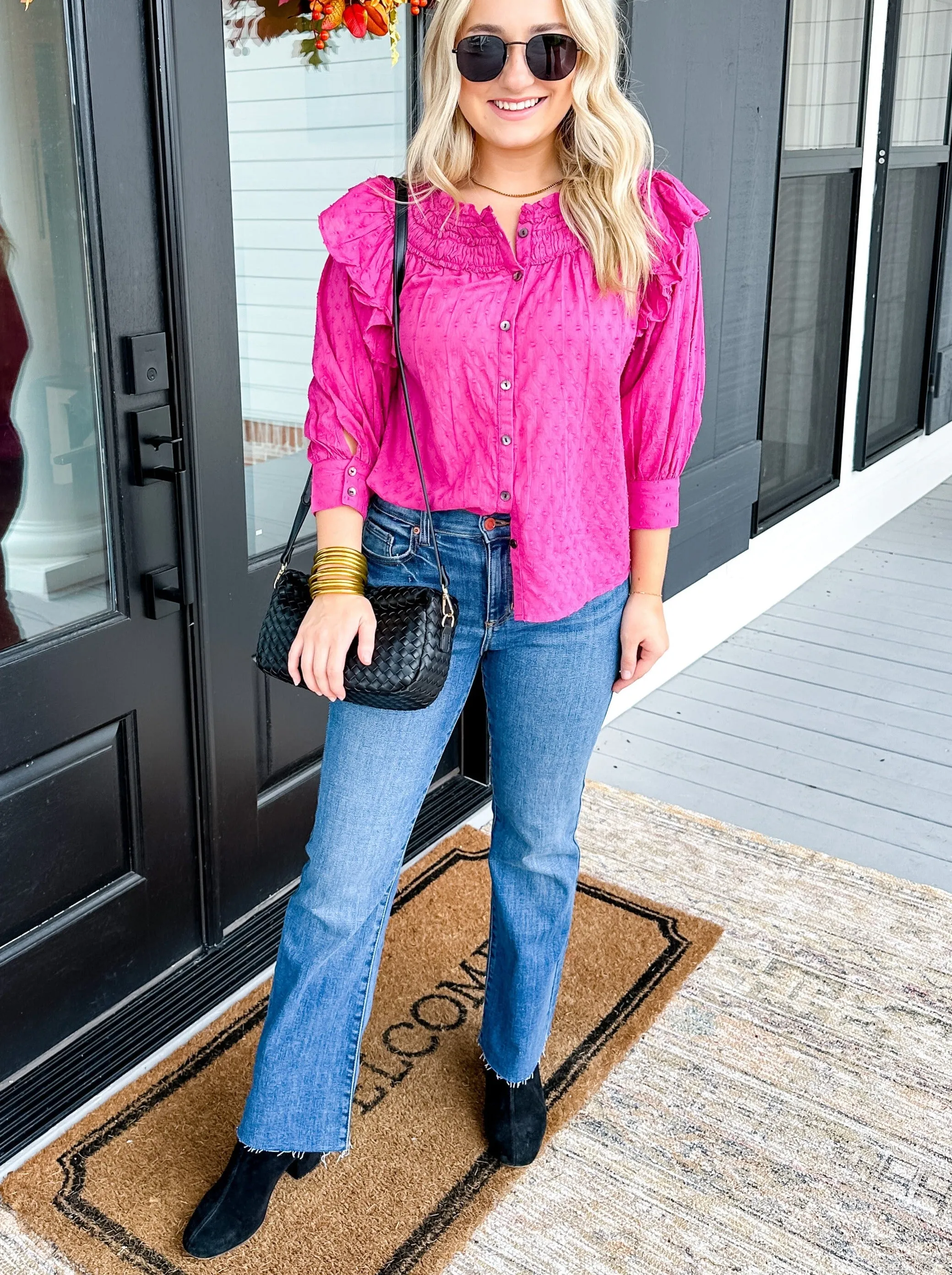 Flounce Top in Berry
