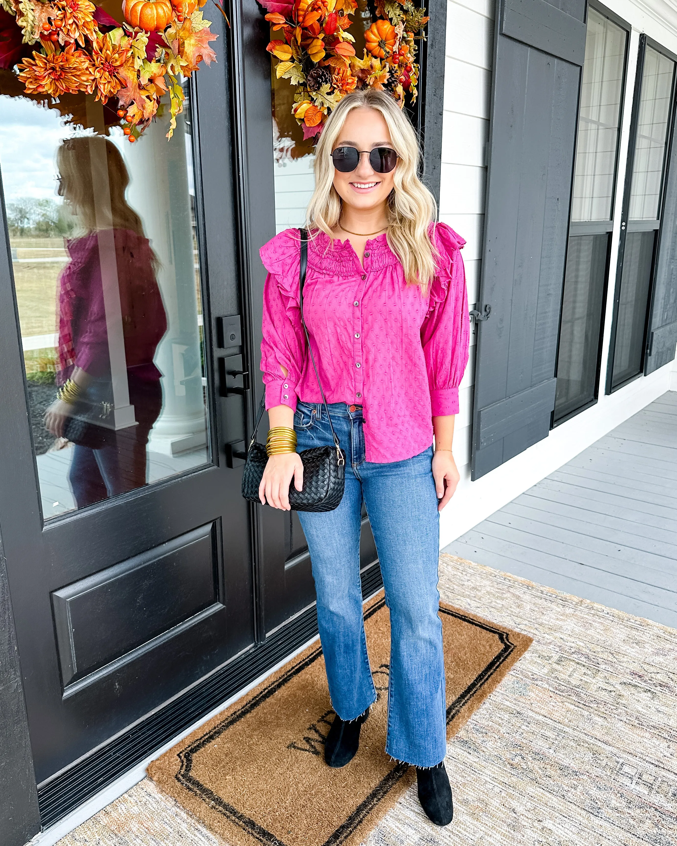 Flounce Top in Berry