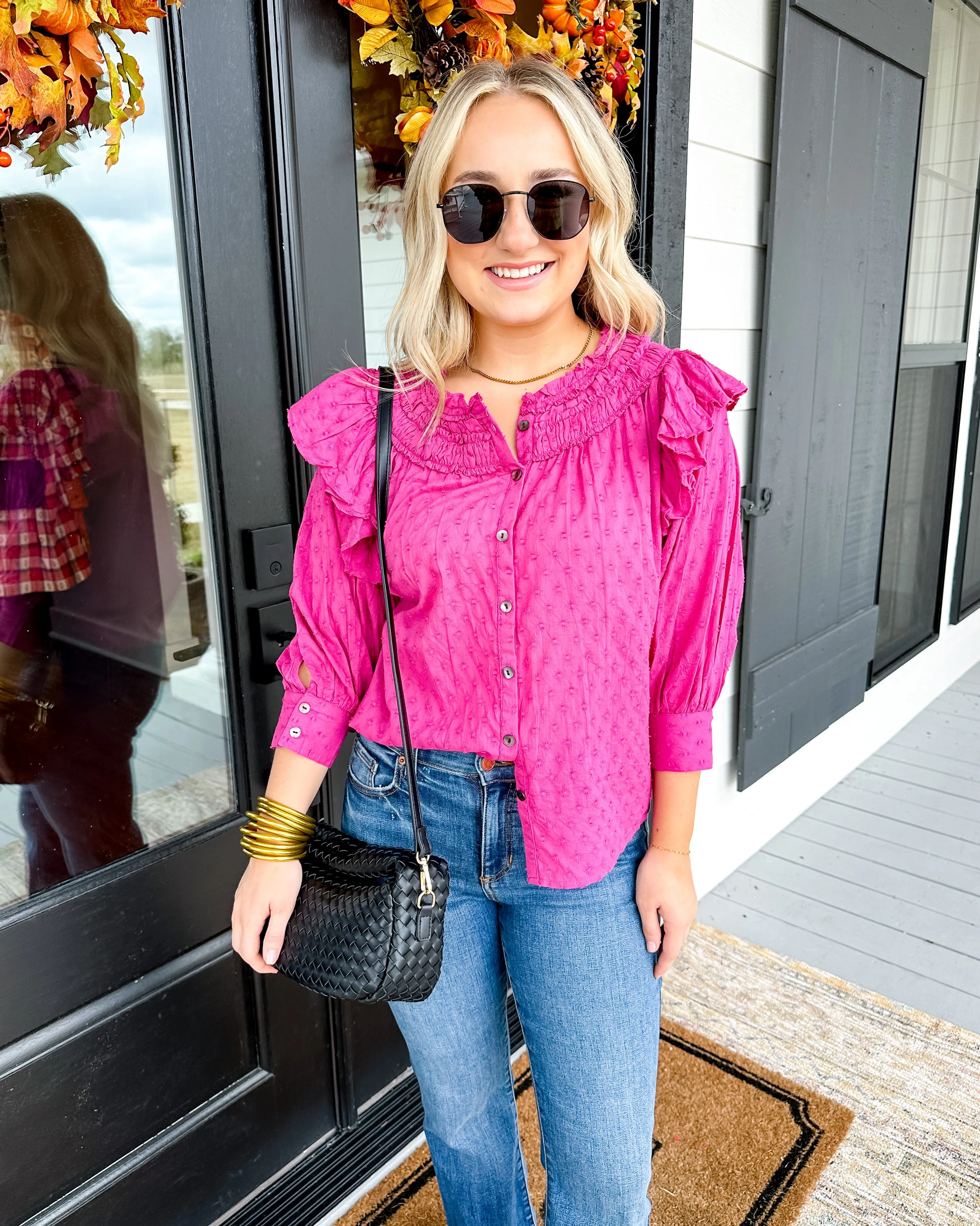 Flounce Top in Berry