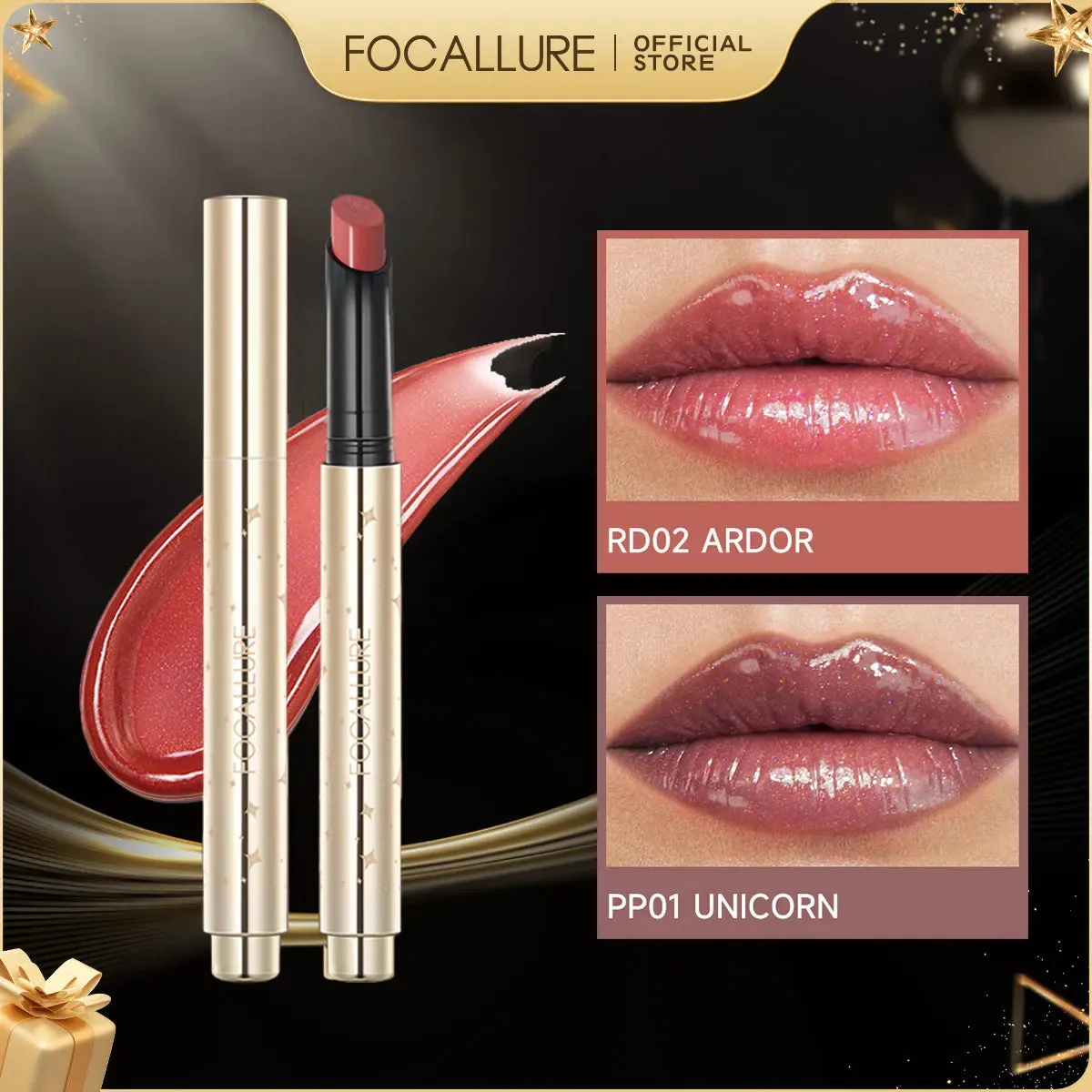 FOCALLURE Pearlescent Lip Moisturizing Long Lasting Shimmer Lipstick
