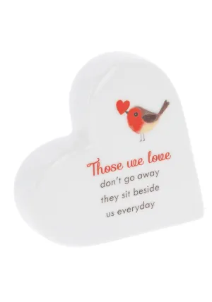 Forget Me Not Robin Standing Heart Ornament
