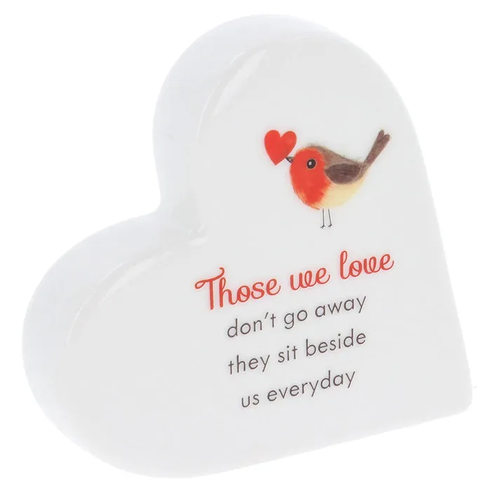 Forget Me Not Robin Standing Heart Ornament