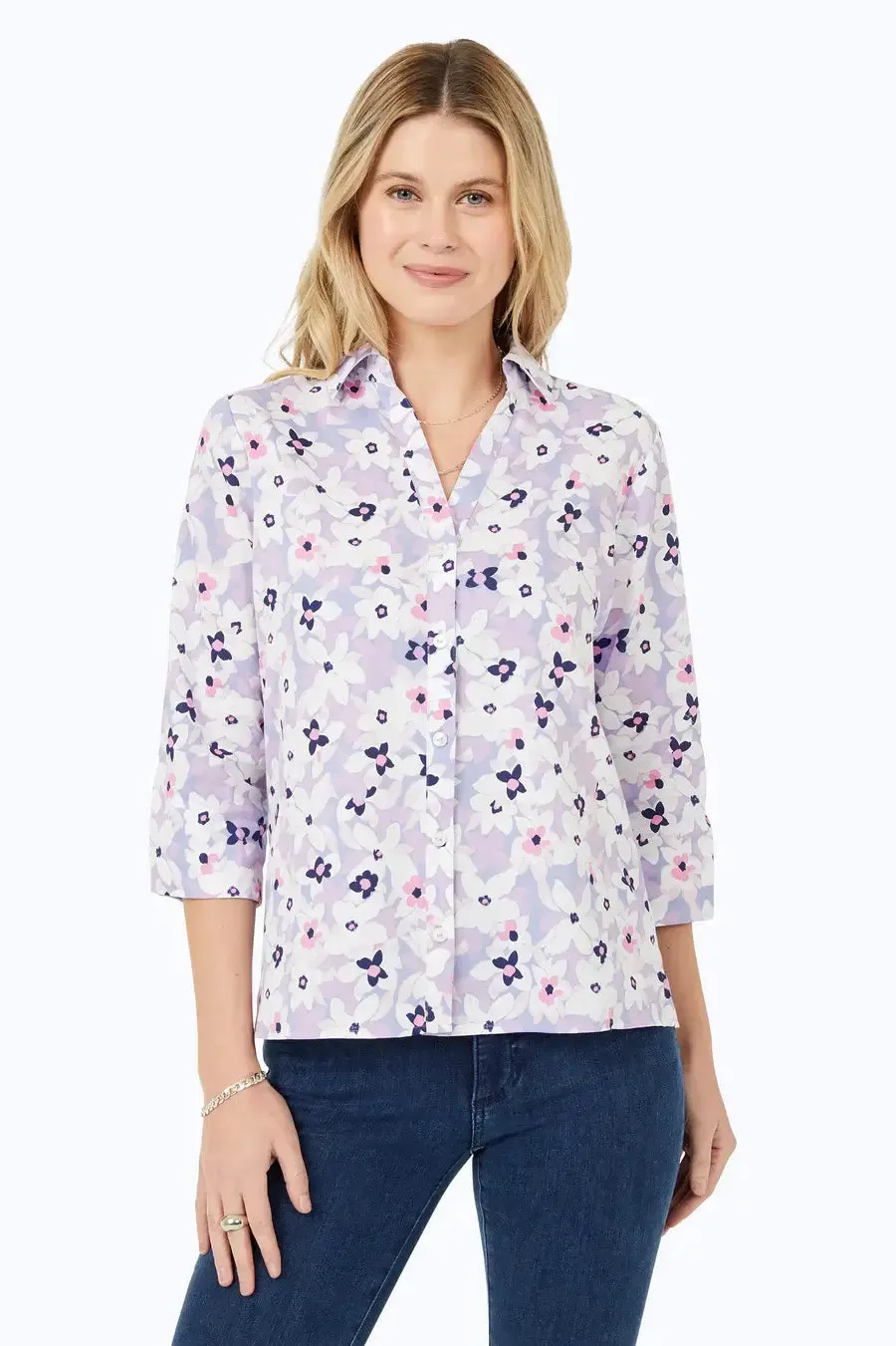 Foxcroft Non-Iron Blush Blossoms Shirt