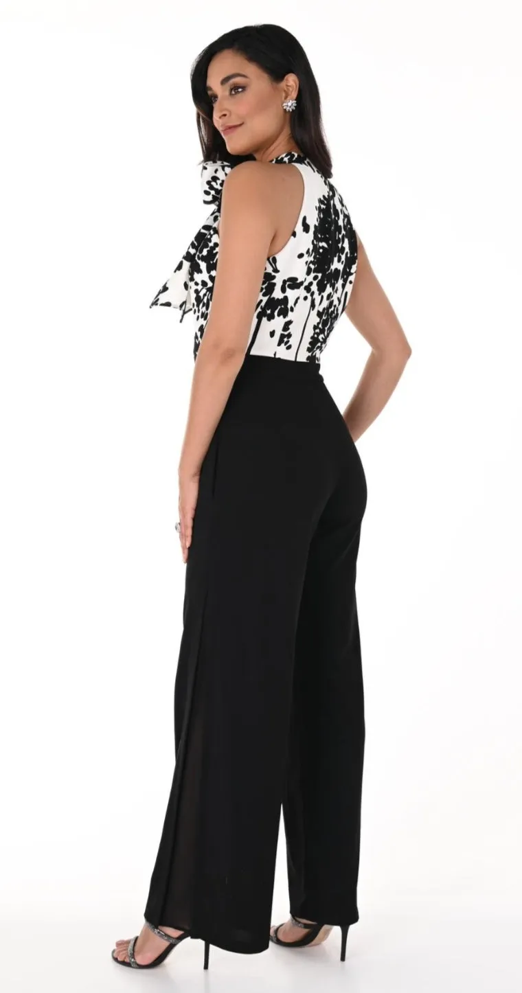 Frank Lyman blk wht floral jumpsuit