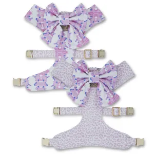 French Lavender Reversible Dog Harness   Sailor Bow