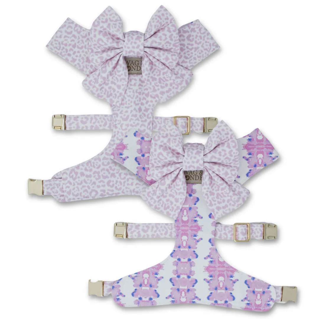 French Lavender Reversible Dog Harness   Sailor Bow