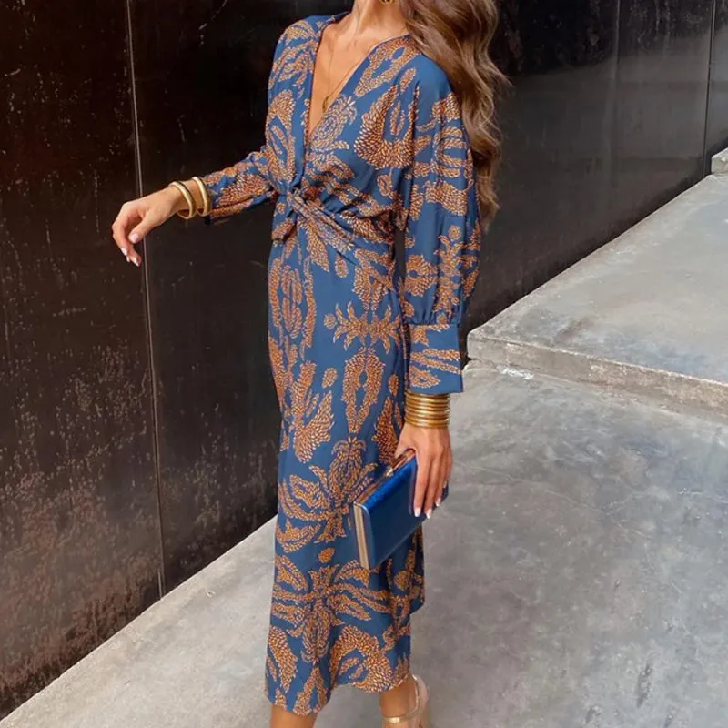 Frieda™ | Baroque Pattern Midi Dress