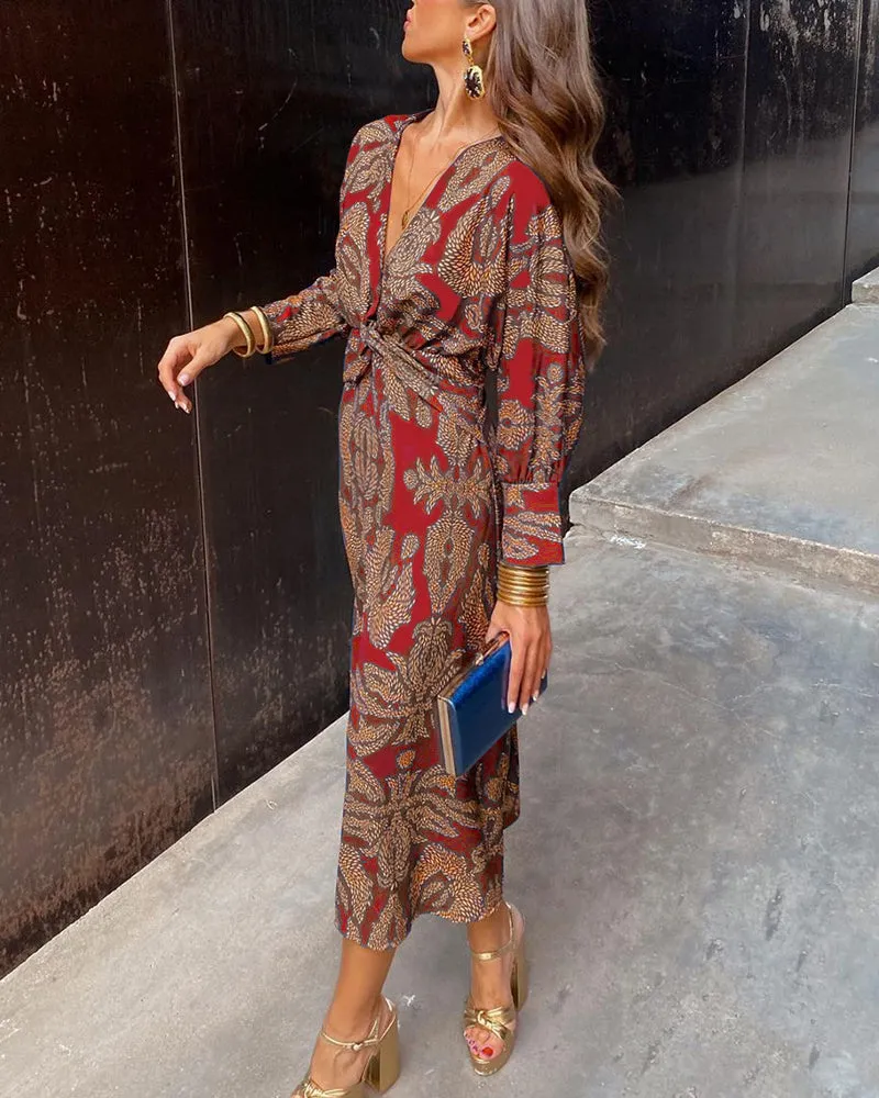 Frieda™ | Baroque Pattern Midi Dress
