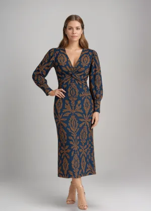 Frieda™ | Baroque Pattern Midi Dress