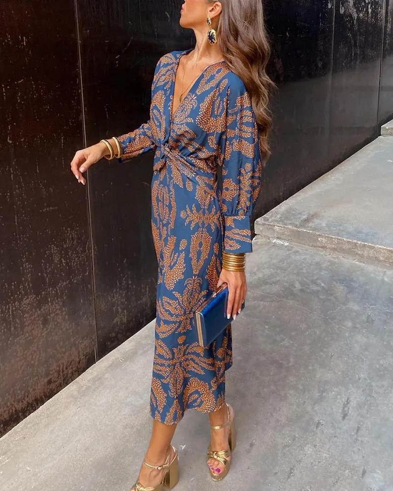 Frieda™ | Baroque Pattern Midi Dress