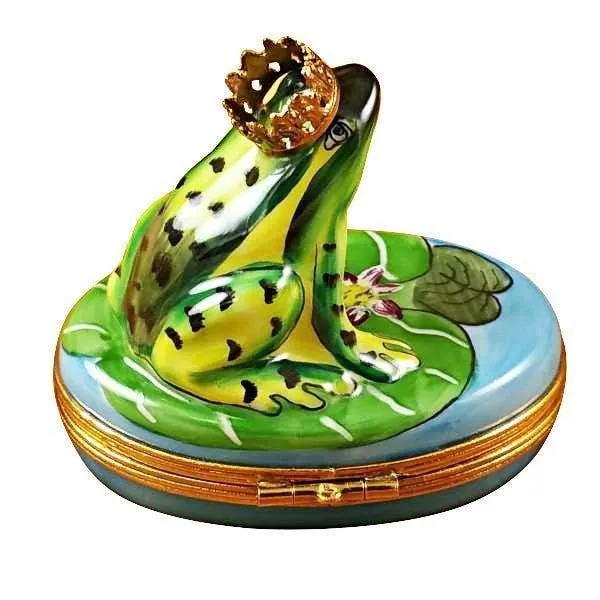 Frog with Crown Blue Base limoges box