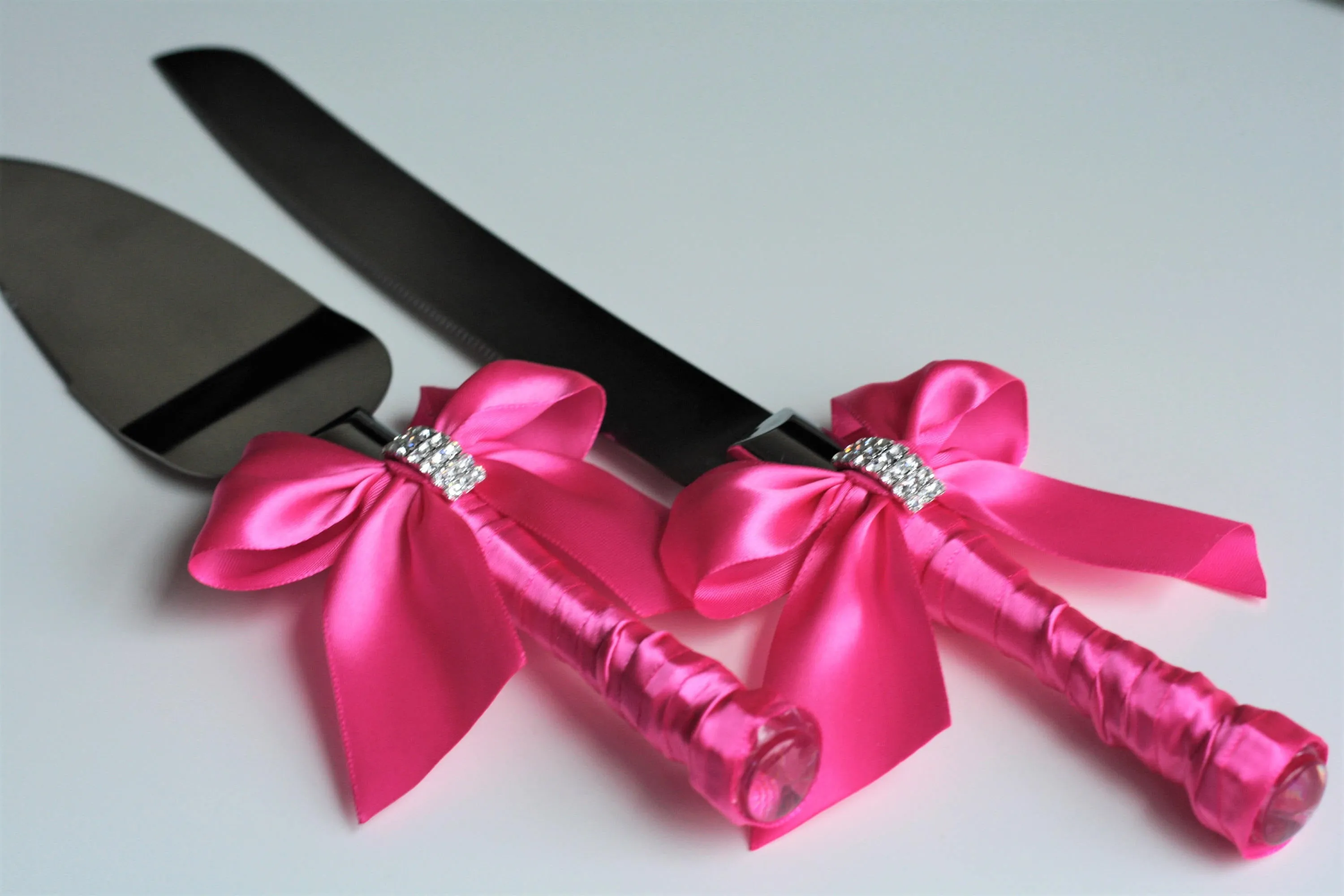 Fuchsia Cake Serving Set, Hot Pink Wedding Server Set, Cake Cutting Set