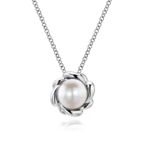 Gabriel & Co. Silver Swirling Cultured Pearl Pendant Necklace
