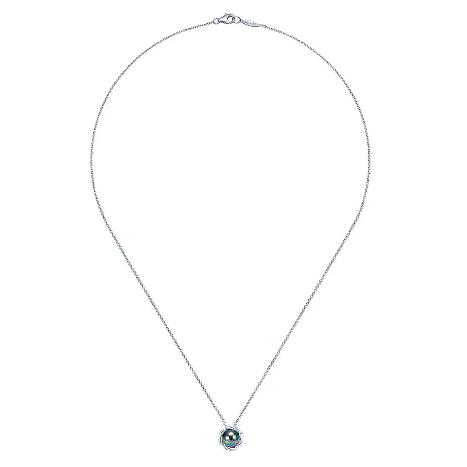 Gabriel & Co. Silver Swirling Cultured Pearl Pendant Necklace