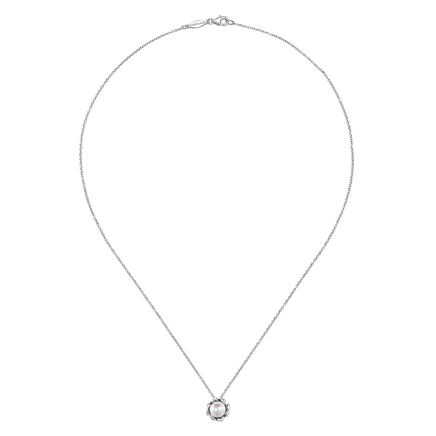 Gabriel & Co. Silver Swirling Cultured Pearl Pendant Necklace