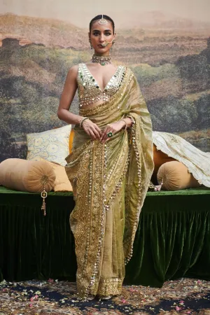 Gaja rachna olive sari and blouse