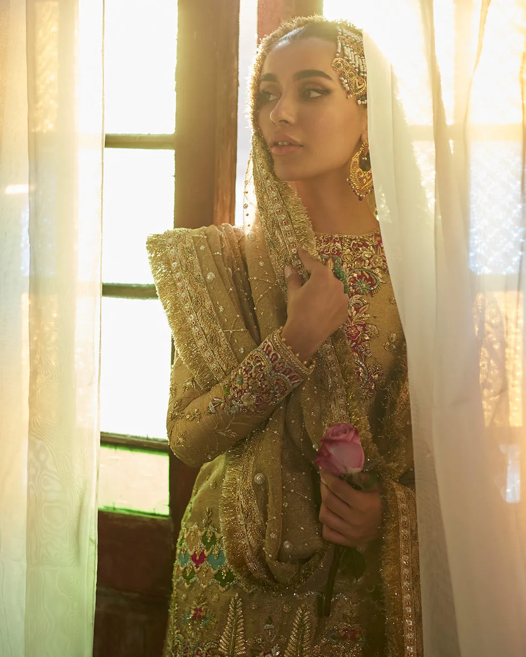 Gharara Dress in Tissue Fabric for Pakistani Bride
