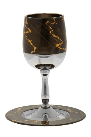 Gifts Plaza (D) Brown Kiddush Cup - Elegant Judaica for Shabbat and Holidays - Handcrafted with Gold Accents - Jewish Ceremonial Item