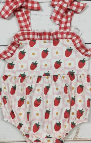 Girl Strawberry Checkered Bubble