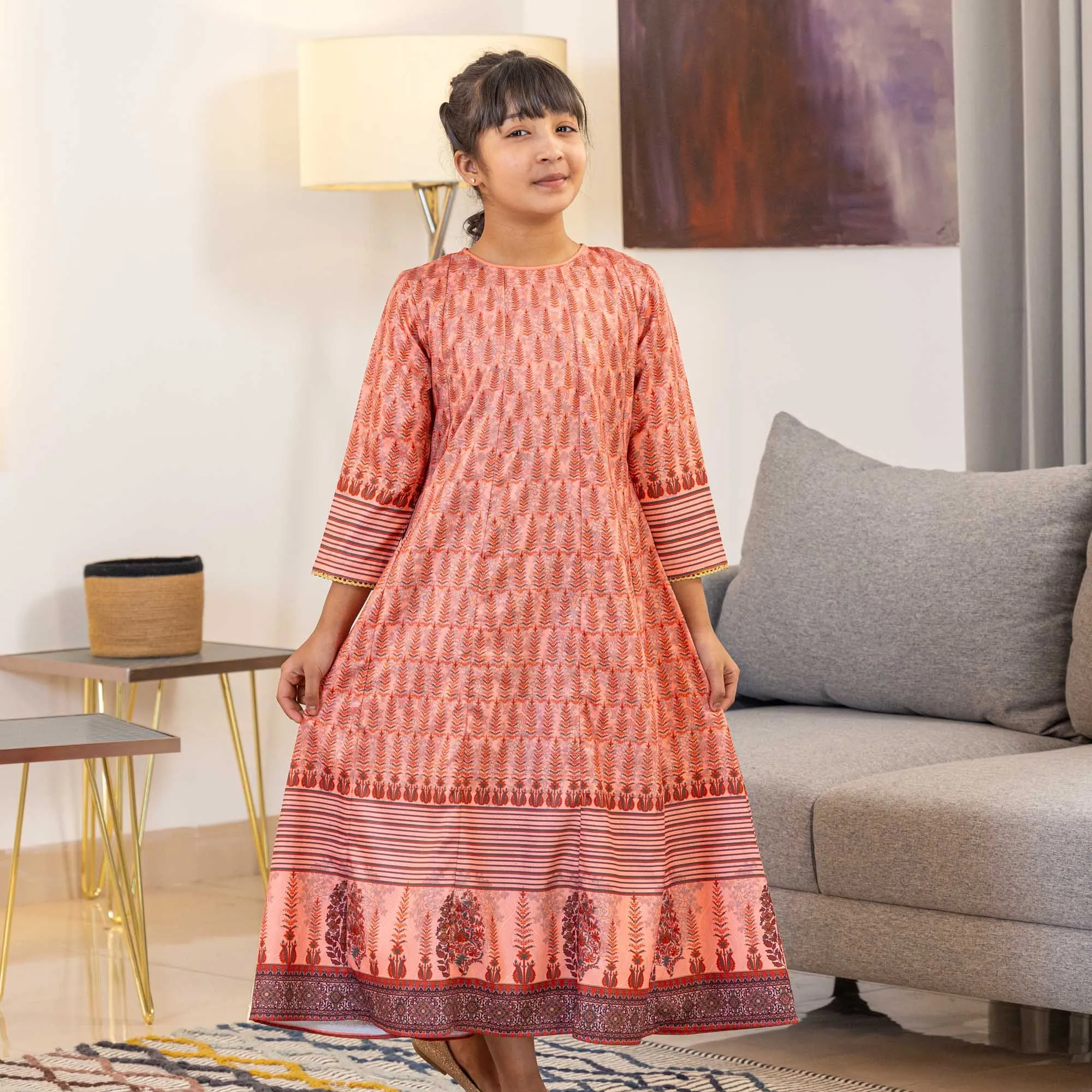 Girls Gown-Melon