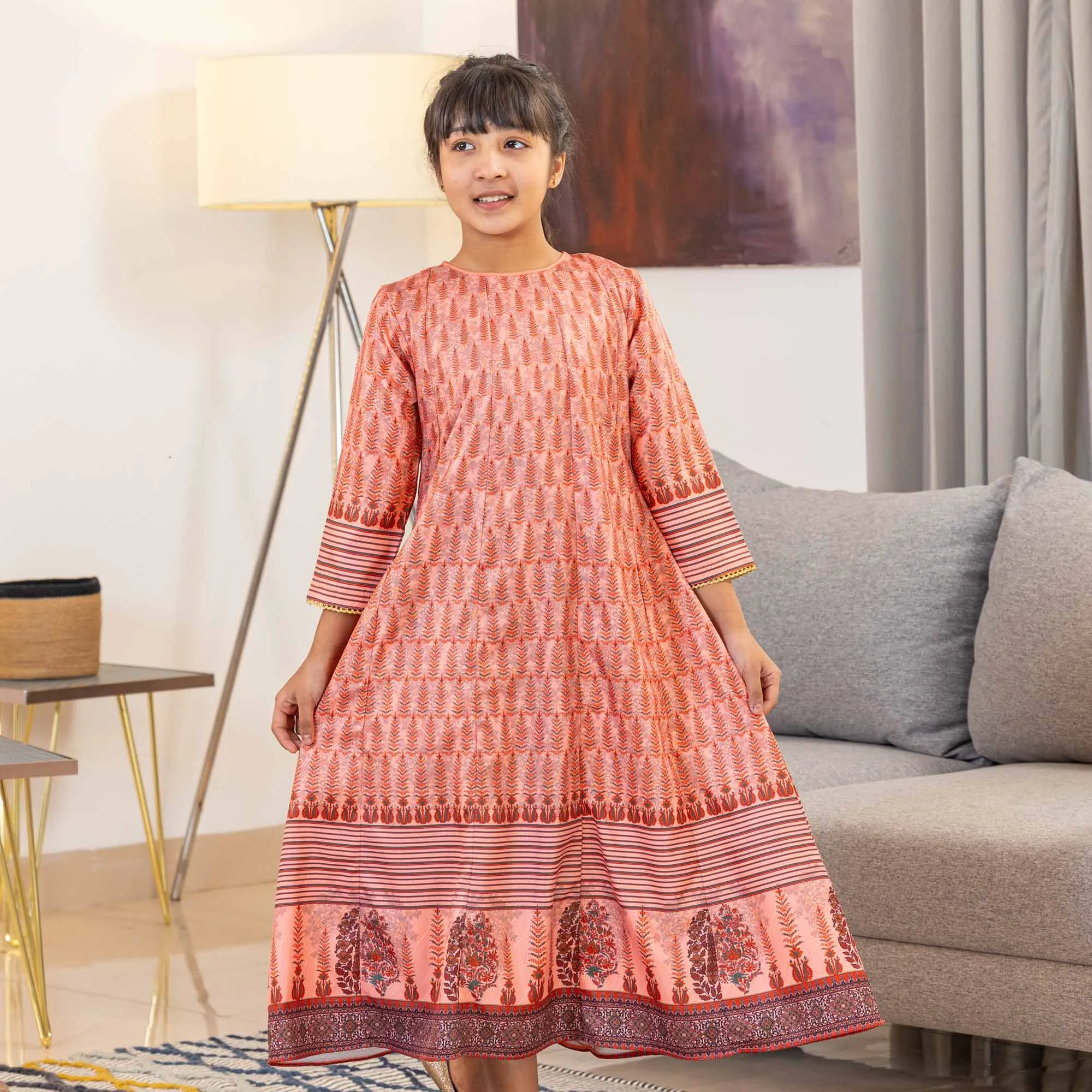 Girls Gown-Melon