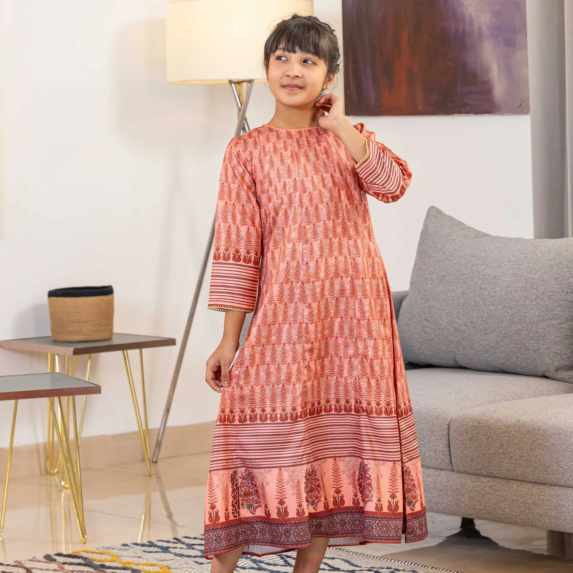 Girls Gown-Melon