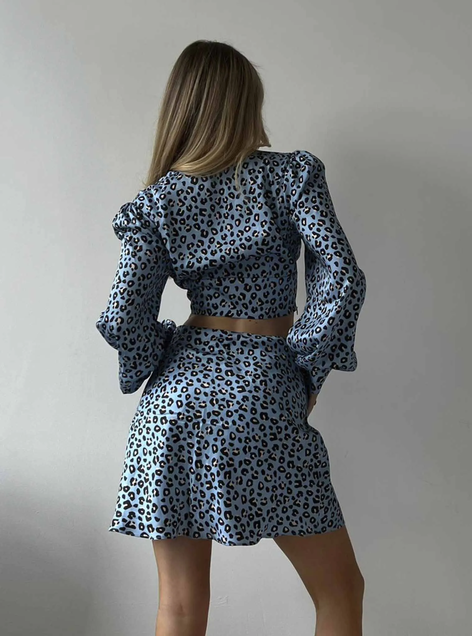 Glamorous Blue Leopard Print Mini Skirt