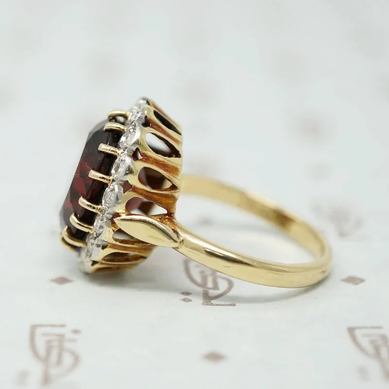 Glamorous Garnet Halo Cocktail Ring