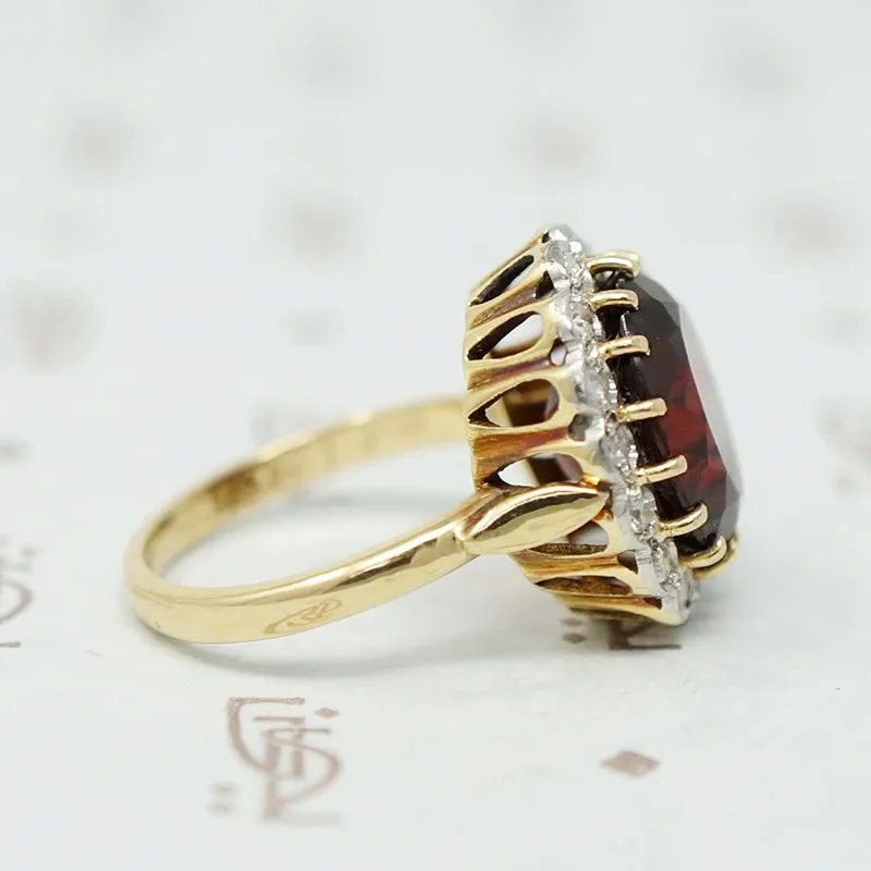 Glamorous Garnet Halo Cocktail Ring