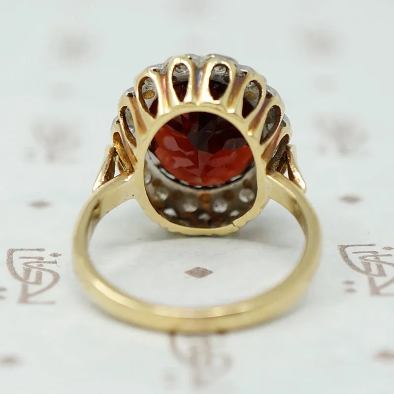 Glamorous Garnet Halo Cocktail Ring