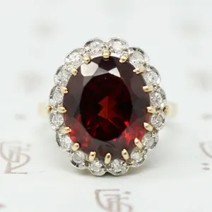 Glamorous Garnet Halo Cocktail Ring
