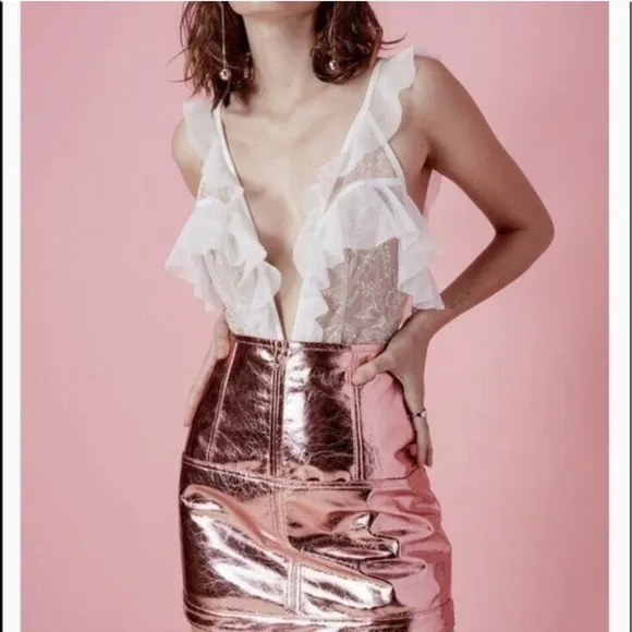 GLAMOROUS Rose Gold Sequin Pink Mini Skirt