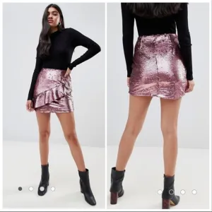 GLAMOROUS Rose Gold Sequin Pink Mini Skirt