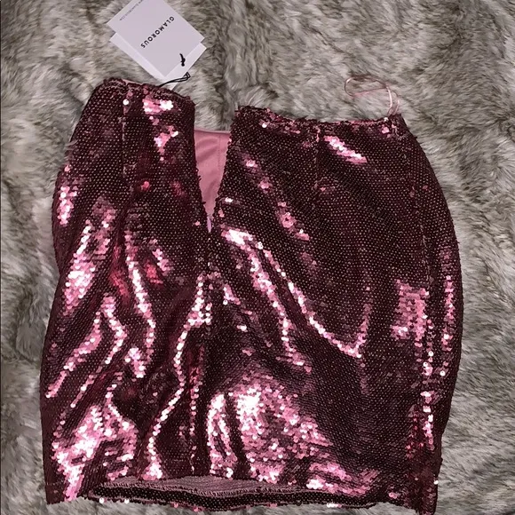 GLAMOROUS Rose Gold Sequin Pink Mini Skirt